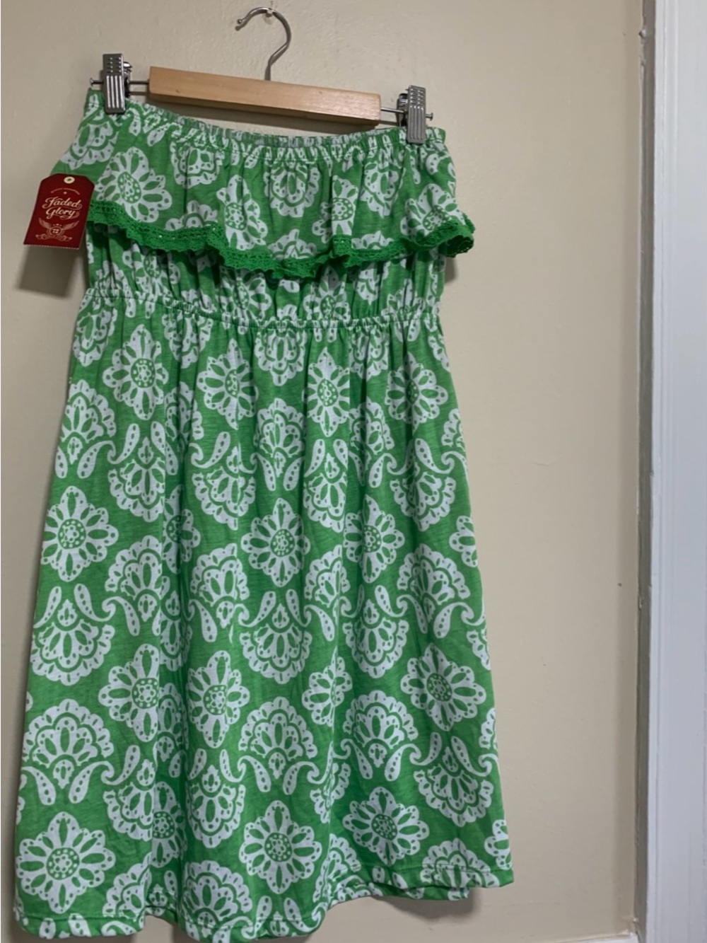 Faded Glory Green Strapless Floral Sundress Women’s Medium Boho